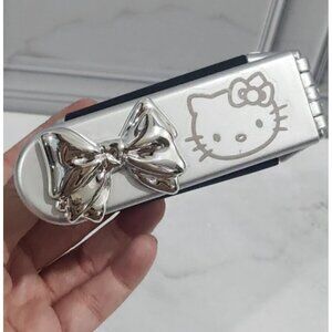 Hello Kitty Folding Metal Handle Silver Brush Mirror Decals